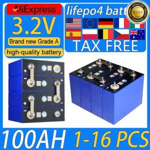 등급 A 3.2V 100AH 리튬인산철 배터리 DIY 12V 충전식 보트 태양광 에너지 저장 가정용 면세
