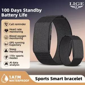 호환  LIGE 노스크린 스마트 손목밴드 심박수 수면 AI 건강 모니터 보고서 스마트 팔찌 수신 알림 시계