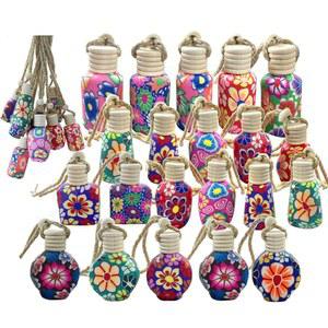 20개 15ml 유리 자동차 병 빈 부피, 오일용 걸이, 꽃이 있는 향기 향수 아로마테라피용 리필 가능한 방향제, 여성 홈 데코, 컬러 랜덤