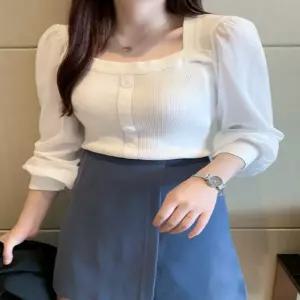 [베스트TOP100] 봄 가을 티셔츠 니트 쉬폰 블라우스 여자스퀘어넥