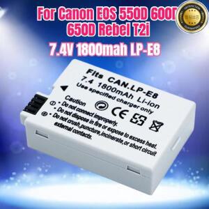 7.4V 1800mAh LP-E8 카메라 배터리 (캐논 EOS 550D 600D Kiss X4 X5 X6i Rebel T2i