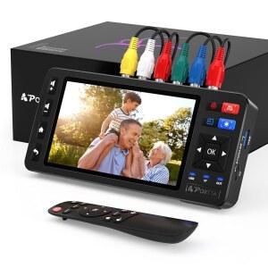 5인치 HD 화면을 갖춘 Portta VD22P VHS-디지털 변환기, 비디오 캡처 레코더를 MP4로 변환하여 VHS, VCR, DVR, DVD, Hi8, Mini DV, 캠코더, 레트로 콘솔(테이프 플레이어 제외)과 호환됩니다