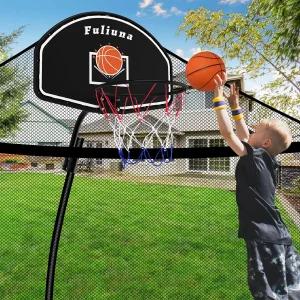 풀리나 트램펄린 농구 후프 미니 볼과 펌프가 장착된 트램펄린용 25mm 스트레이트 폴 및 커브 보호망 장착