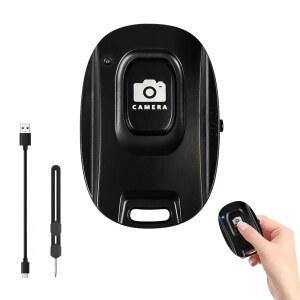 및 안드로이드 스마트폰용 PXYCXJH 새로운 블루투스 카메라 리모컨, 셀피 버튼이 있는 충전식 무선 전화 충전 케이블 블랙