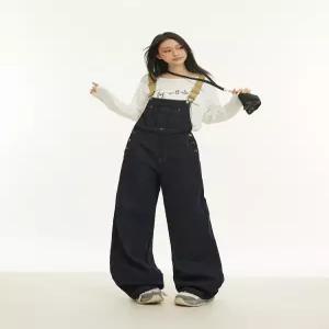 데님점프수트 여성 멜빵청바지 와이드 오버롤 슬림 루즈핏 봄여름 캐주얼 팬츠