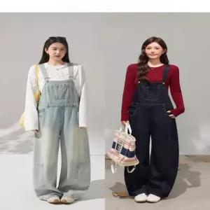 세라 여성 점프수트 슬림핏 오버롤 청바지 스타일 캐주얼 루즈핏 곡선 라인 팬츠