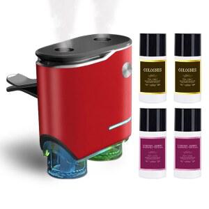 쇼노피 스마트 카 에어 프레시너, 듀얼 채널 , 오래 지속되는 향기 프레시너 3가지 조절 가능 모드, 아로마티잔테 파라 카로, 아로마테라피 오일 충전식 인텔리전트 레드 4종