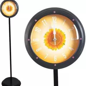 인테리어 스탠드 시계 해바라기 무소음 장식 거실 스탠드 시계 유리 데스크 테이블 개업 탁상 결혼 선물