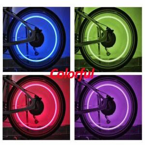 2PCS 바퀴 장식 타이어 라이트 도로 플래시 네온 MTB 자전거 자동차 모자 밸브 램프 스포크 LED 다채로운 부품