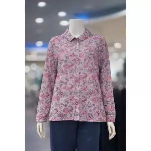 [하프클럽/] 세이브존05 고급 자개 단추 이중겹 플라워 카라 블라우스 셔츠 L