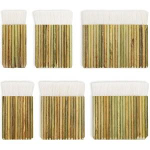 SouJOY 6 사이즈 하크 브러시 세트, 도자기 및 도자기용 와이드 글레이즈 브러시, 수채화용 천연 대나무 손잡이가 있는 부드러운 울 페인팅 가마 세척, 먼지 청소 아트 공예품