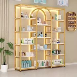 화장품진열대 매장정리 가게보관 백화점받침대 골드 다용도 수납 선반 매대 인테리어 집 사무실