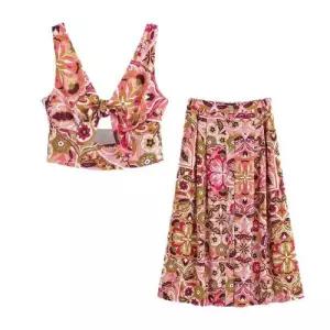 여성용 가을 매듭 바캉스 세트 정장세트 톱+미니스커트 1PICK3