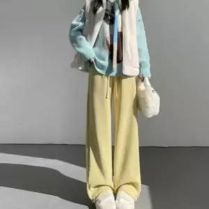 [다잇템] 여성 트랙수트 롱 끈 고무줄 포근한 드로우코드 바지