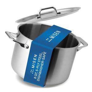 Misen 5겹 스테인리스 스틸 육수 냄비 - 끓이기, 끓이기 및 스튜를 위한 대형 요리 일관되고 균일한 가열 내구성, 식기 세척기 사용 가능 오븐 가능, 250 C(800 F)까지 인덕션 7.6L(8쿼트)