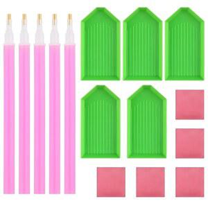 모터스 15개 다이아몬드 페인팅 도구, 5D 아트 액세서리, 트레이 및 DIY 라인스톤 페인팅용 드릴 펜 그립, 공예품