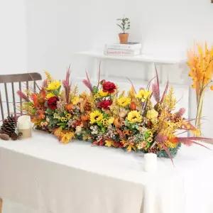 추수감사절 해바라기 조화 꽃 대형 센터피스 해피추수감사 120cm 인테리어 가을 장식