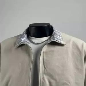 남자 빈티지 페이크 투피스 코트 칼라 재킷 봄가을 하프코트 체크 admr3