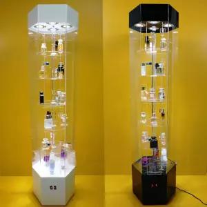 화장품 조명 캐비닛 수납함 진열장 피규어 전시대 육각형 보관함 회전 디스플레이 악세서리