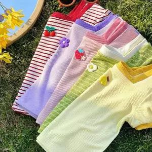 댄스복 방송 아이돌 무대 의상 발표회 1-7Y반팔 티셔츠 2025 여름 새 여자 스퀘어 넥 셔츠 귀여운반팔상의