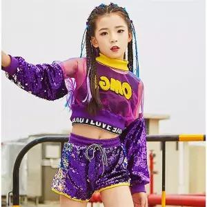 댄스복 방송 아이돌 무대 의상 발표회 3피스 세트 여자아이 재즈 댄스 의상스트릿 힙합 반짝이