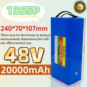 13S5P 48V 배터리 교체 가능한 플러그 20Ah 18650 리튬 팩(스쿠터 산악 자전거용 BMS 포함)