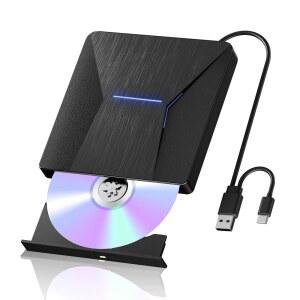 노트북용 외장 블루레이 드라이브, PC용 / DVD USB 3.0 및 Type-C 블러레이 버너, Windows XP /7 /8 /10, 노트북, 데스크탑, MacOS와 호환되는 CD 디스크 리더라이터