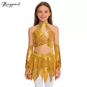 댄스복 방송 아이돌 무대 의상 발표회 여자 재즈 힙합 댄스 치어리딩 반짝이 스팽글 메탈릭 크롭탑 비대칭