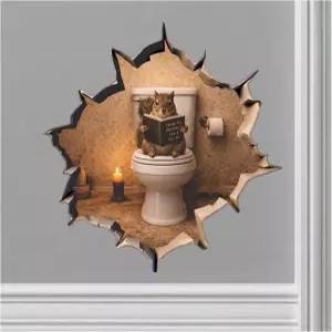 화장실 벽 구멍 데칼 스티커 [미국산 - 5 x5 ] 벽에 있는 다람쥐 3D 효과 탈착식