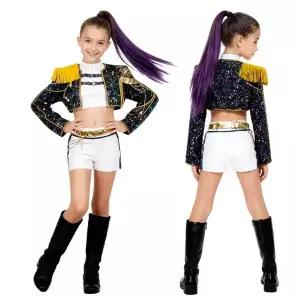 댄스복 방송 아이돌 무대 의상 발표회 키즈 조이 루미 미라 코스프레 블랙 코스튬 유니폼 할로윈 파티 역할