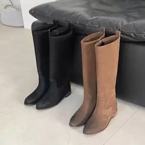 [하프클럽/다잇템]여자 니하이 클래식 평평한 캐쥬얼 세무 롱부츠