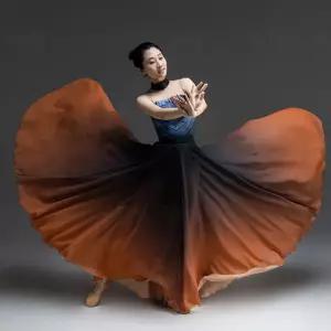 한국무용 연습복 그라데이션 제작 풀치마 무용복 주문 스커트 쉬폰