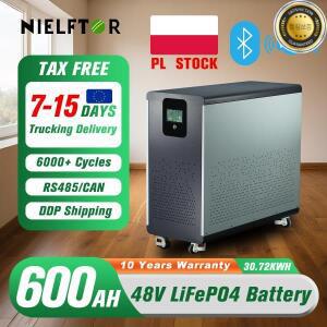 48V 600Ah LiFePO4 리튬 배터리 팩 30Kwh 내장 BMS 6000+ 사이클 태양광 시스템 EU PL 재고