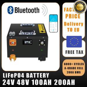 24V 50Ah 200AH LiFePO4 배터리 팩 내장 블루투스 BMS 태양광 가정용 저장 장치 골프 카트 보트 RV 면세