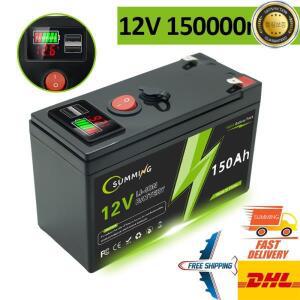 12V 18650 리튬 배터리 150Ah LiFePO4 4000+ 딥 사이클 내장 BMS UPS용 카약 어군탐지기 태양광 패널