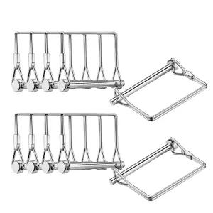 트루리고 10개 5/16x4인치 트레일러 커플러 핀 헤비 듀티 와이어 잠금 고정 견인 히치 PTO 샤프트 핀(실버)