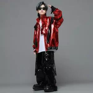 댄스복 방송 아이돌 무대 의상 발표회 재즈 댄스 런웨이 아동 스트리트 공연 힙합 가죽 세트