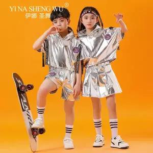 댄스복 방송 아이돌 무대 의상 발표회힙합 재즈 댄스 실버 자켓 재킷 반바지 세트 과 힙합 트렌드 쿨 스트