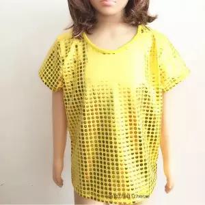 댄스복 방송 아이돌 무대 의상 발표회재즈 댄스 스팽글 반팔 티셔츠 그룹 축제 공연