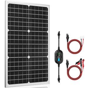 수너 파워 12V 태양광 패널 키트 30W, 고효율 30와트 + 초스마트 10A MPPT 충전 컨트롤러, 보트카 RV 오토바이 해상 자동차용 배터리 트리클 충전기 유지보수기
