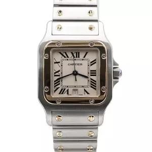 까르띠에 W20011C4 18K옐로우골드콤비 산토스 드 까르띠에 갈베 라지 쿼츠 남여공용 시계aa61044