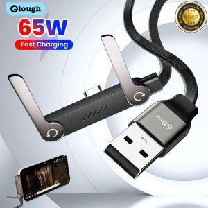 65W 2 in 1 USB A to C 고속 충전 접이식 휴대폰 거치대 데이터 케이블 타입 내장형 데스크 브래킷 와이어
