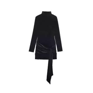 엘럽 여자 정장 원피스 가을 폴라 벨벳 숏 패션 벨트 원템3