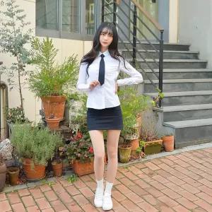 교복몰 여성 둥근카라 컬러체크 교복 셔츠 교복.