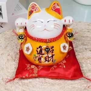 [문구/오피스] 복고풍 고양이 저금통 오렌지색 마네킨 네코 스타일 귀여운