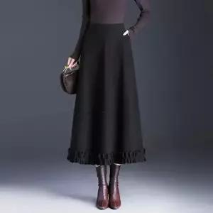 여친 스커트 회색 모직 롱 겨울 가을 A라인 도톰한 정장 트렌디 아이템 HT4
