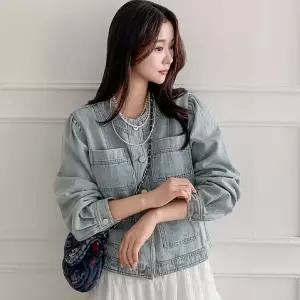 [유어하젤] 차이오 라운드넥 퍼프 데님 자켓_S4630