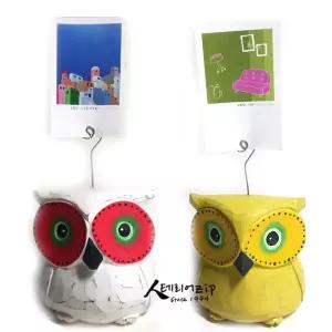 부엉이 명함꽂이 메모 인테리어소품 목각인형사진 집게 개업선물 장식 장식품 사무용품 데스크 감성