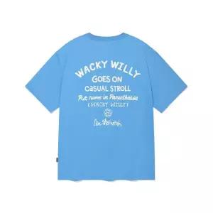 와키윌리 WACKY WILLY 타이포 그래픽 반팔 티셔츠 스카이 블루 472161