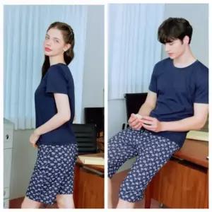 솔브균일가세일)신축성이 좋고 폴리 하와이안 나염 커플상 하의D_ SEP2454F)_DJ